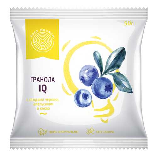 Гранола Fastbrunch IQ с ягодами черники, апельсином и какао 3 саше в Слата