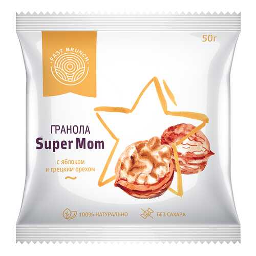 Гранола Fastbrunch SuperMom с яблоком и грецким орехом 3 саше в Слата