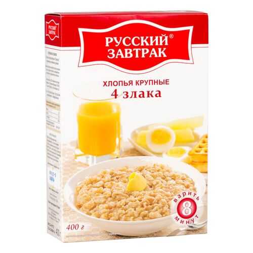 Хлопья 4 злака Русский завтрак крупные 400 г в Слата