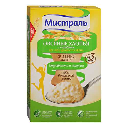 Хлопья Мистраль овсяные с отрубями 400г в Слата
