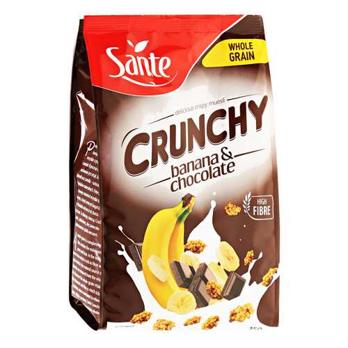 Хлопья Sante сrunchy хрустящие овсяные с бананом и шоколадом 350 г в Слата