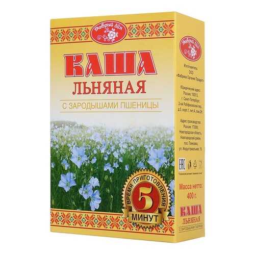 Каша Добрый Лен льняная с зародышами пшеницы 400 г в Слата
