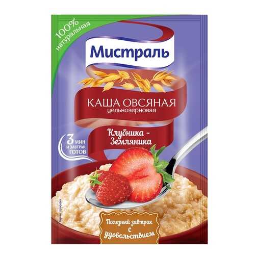 Овсяная каша Мистраль цельнозерновая клубника-земляника 40 г в Слата