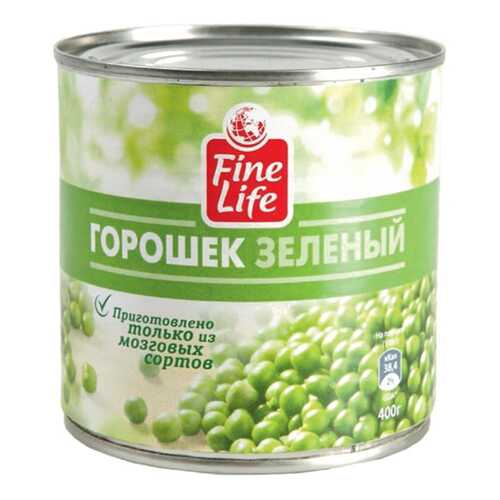 Горошек Fine Life зеленый из мозговых сортов 425 г в Слата