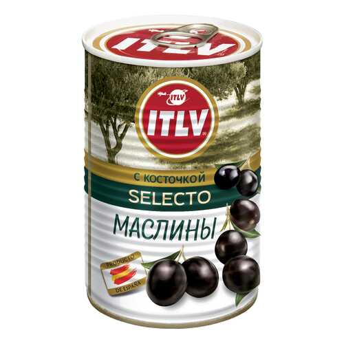 Маслины ITLV черные с косточкой 425 г в Слата