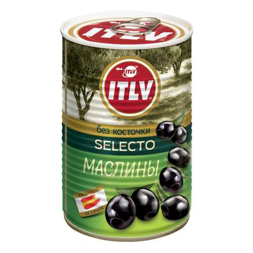 Маслины ITLV selecto черные без косточки 425 г в Слата