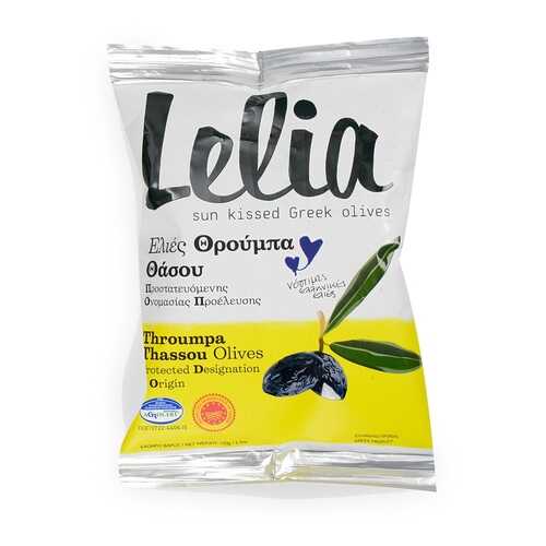 Оливки Lelia Трубес с косточкой чёрные 150г сашет Греция в Слата
