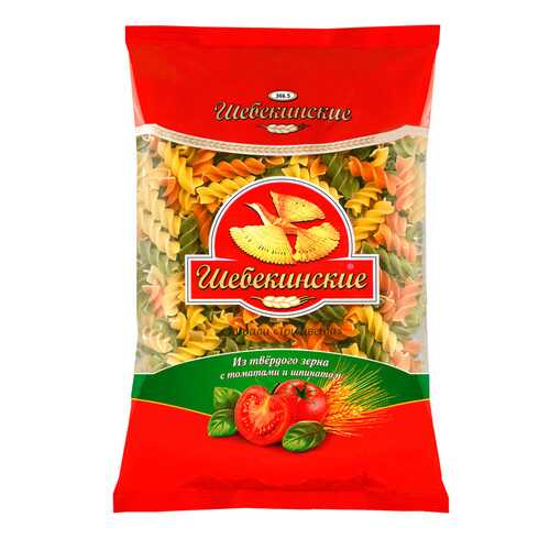 Макароны Шебекинские три цвета спирали с томатами и шпинатом 450 г в Слата
