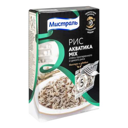 Рис акватика mix Мистраль пропаренный длиннозерный и дикий 80 г 5 пакетов в Слата