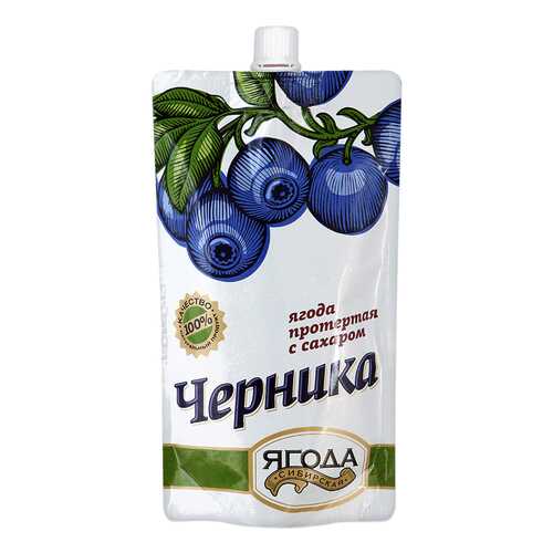 Черника протертая Ягода сибирская с сахаром 280 г в Слата