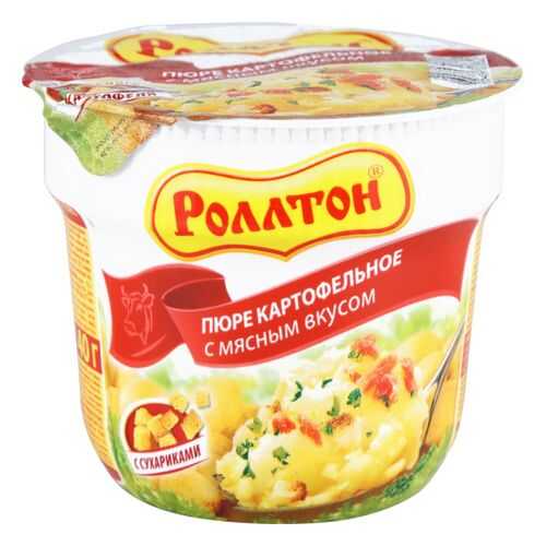 Пюре картофельное быстрого приготовления Роллтон с мясным вкусом с сухариками 40 г в Слата