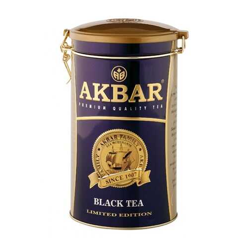 Чай Akbar Limited Edition, черный крупнолистовой, подарочный, жесть с клипсой, 150 гр в Слата