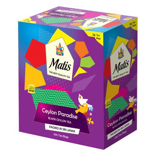 Чай черный в пакетиках для чашки Матис Ceylon Paradise 100*2 г в Слата