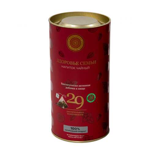 Чай Фабрика Здоровых Продуктов Здоровье семьи, чёрный 30 пирамидок для чайника в Слата