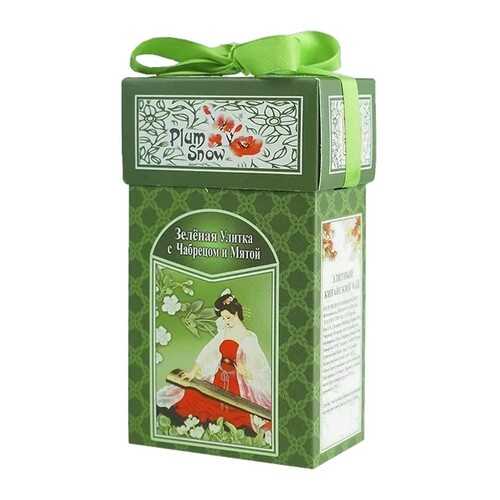 Чай Plum Snow Зелёная Улитка с Чабрецом и Мятой, зелёный листовой, 100 гр в Слата