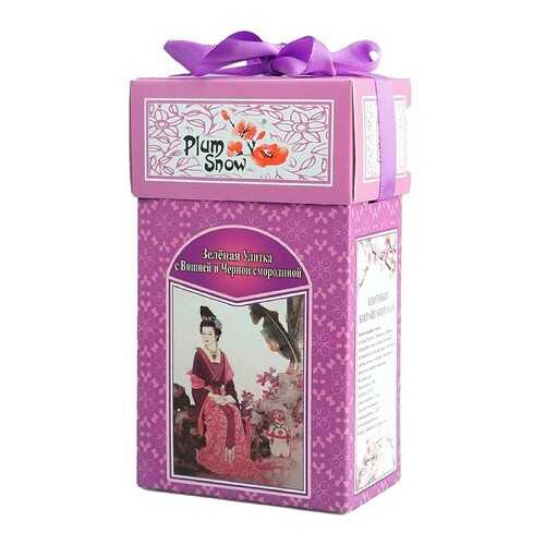 Чай Plum Snow Зелёная Улитка с Вишней и Черной смородиной, зелёный листовой, 100 гр в Слата
