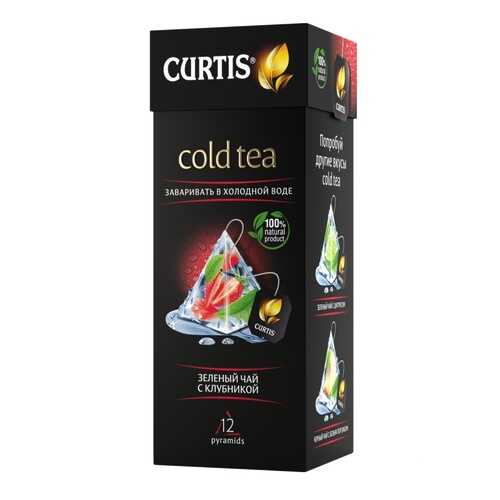 Чай Tea.ru Curtis Cold Tea. Зеленый чай с клубникой, чёрный с добавками, 12 пирамидок в Слата