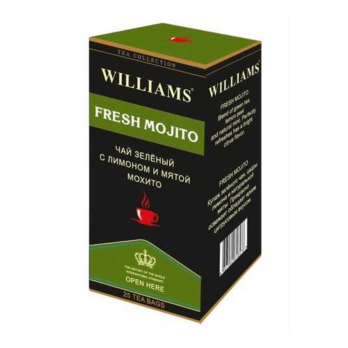 Чай Williams Fresh Mojito, зеленый с лимоном и мятой мохито, 25 пакетиков в Слата