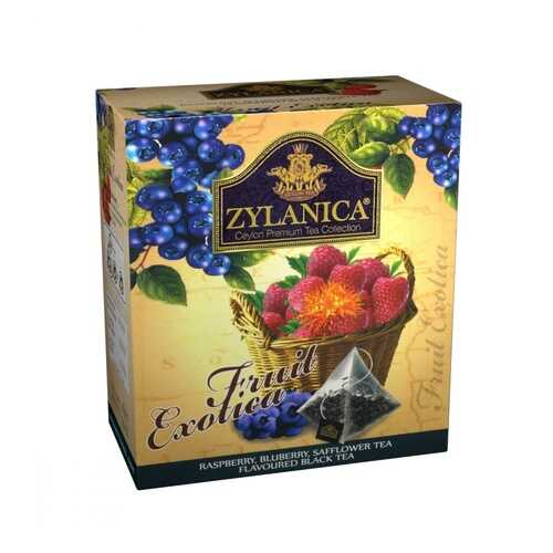 Чай Zylanica Fruit Exotica черный с малиной черникой лепестками сафлора 20 пирамидок в Слата