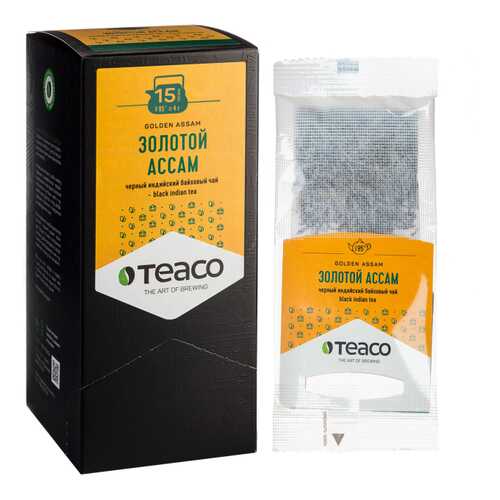 TeaCo Пакетированный черный чай на чайник Золотой ассам TEACO, 20 пак. по 4 г в Слата