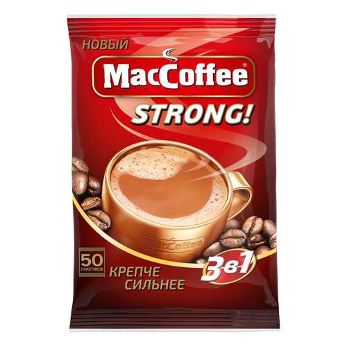 Напиток кофейный растворимый т.з. MacCoffee (3 в 1) Strong, м/уп 16г*50*10 блок в Слата