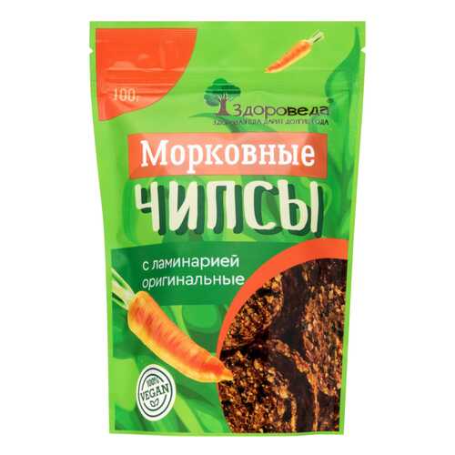 Чипсы морковные Здороведа с ламинарией оригинальные 100 г в Слата
