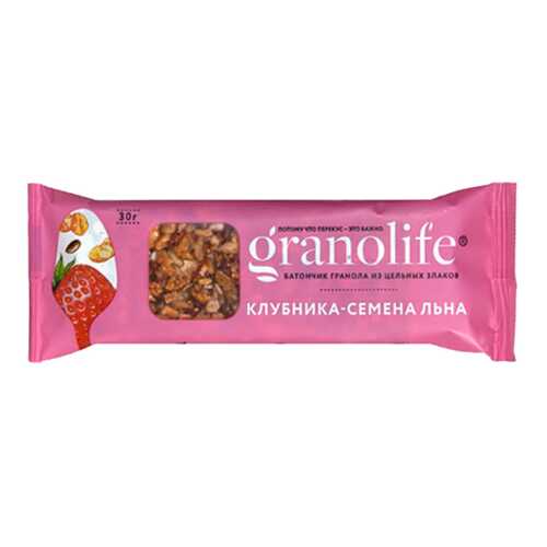 Батончик-гранола Granolife клубника семена льна в Слата