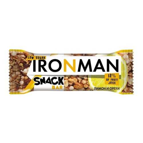 Батончик Snack Bar Ironman лимон, орехи и темная глазурь без сахара 40 г в Слата
