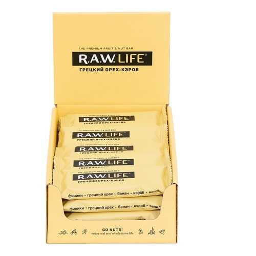 R.A.W. LIFE Орехово-фруктовые батончики 47 г, 20 шт, вкус: грецкий орех-кэроб в Слата
