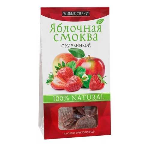 Смоква Живые снеки яблочная с клубникой 60 г в Слата