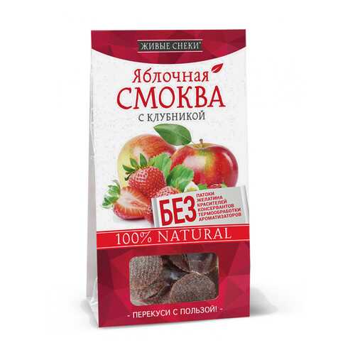Яблочная смоква Живые снеки с клубникой 4*60 г в Слата