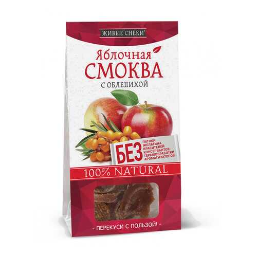 Яблочная смоква Живые снеки с облепихой 4*60 г в Слата
