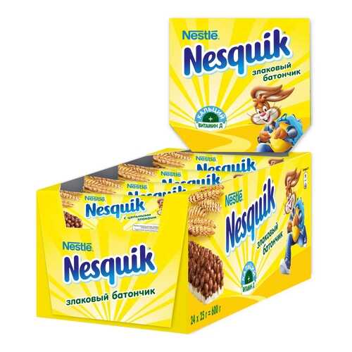 Злаковый батончик Nesquik с шоколадом 24 штуки по 25 г в Слата