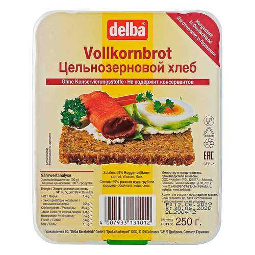Хлеб DELBA Цельнозерновой 250г в Слата