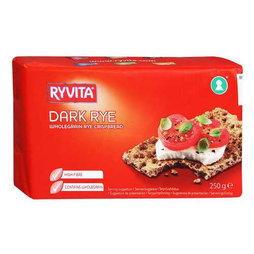 Хлебцы Ryvita ржаные из цельного зерна dark rye 12 штук в Слата
