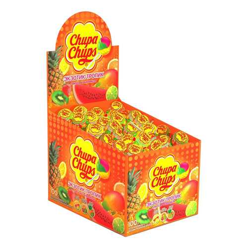 Карамель Chupa Chups экзотик-тропик ассорти 12 г 100 штук в Слата