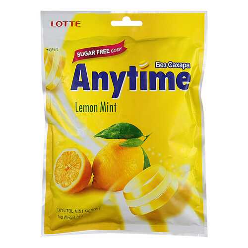 Карамель леденцовая anytime Lotte лимон и мята 74 г в Слата