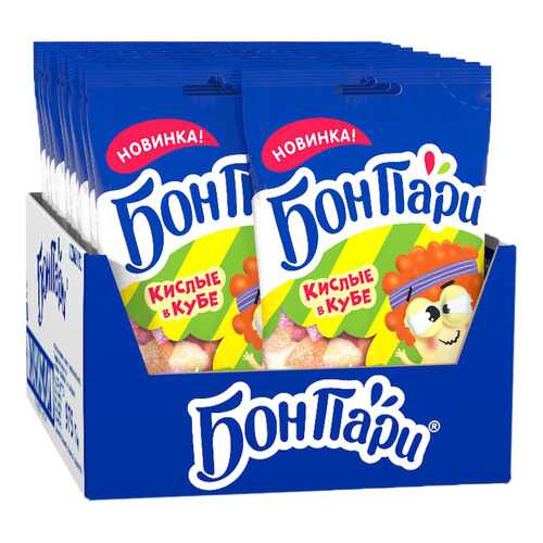 Суфле Бон Пари кислые в кубе со вкусом фруктов 15 шт по 65 г в Слата