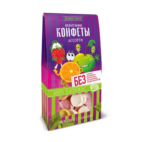 Жевательные конфеты Живые снеки Ассорти, 3 шт по 35г. в Слата