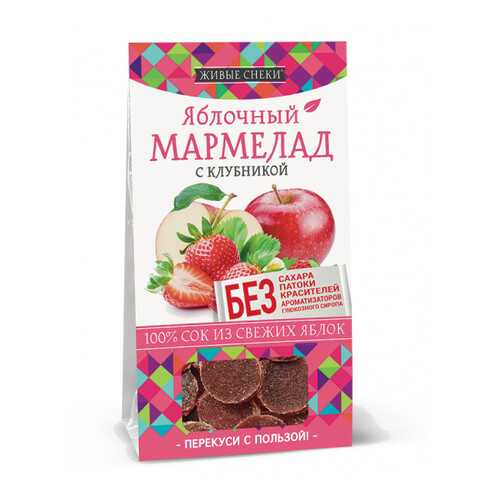 Мармелад яблочный Живые снеки с клубникой 90 г в Слата