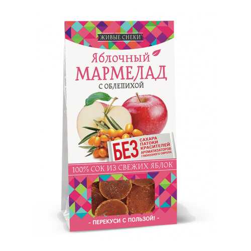 Мармелад яблочный Живые снеки с облепихой 90 г в Слата