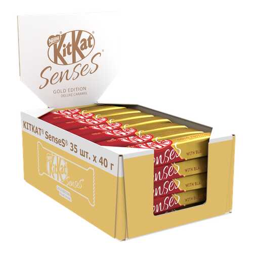 Белый шоколад KITKAT SENSES GOLD EDITION. DELUXE CARAMEL и молочный с вафлей 35шт по 40 г в Слата