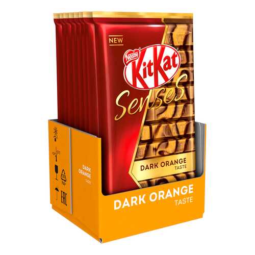 Молочный шоколад и тёмный шоколад KITKAT SENSES DARK ORANGE TASTE, с вафлей 8 шт по 112 гр в Слата