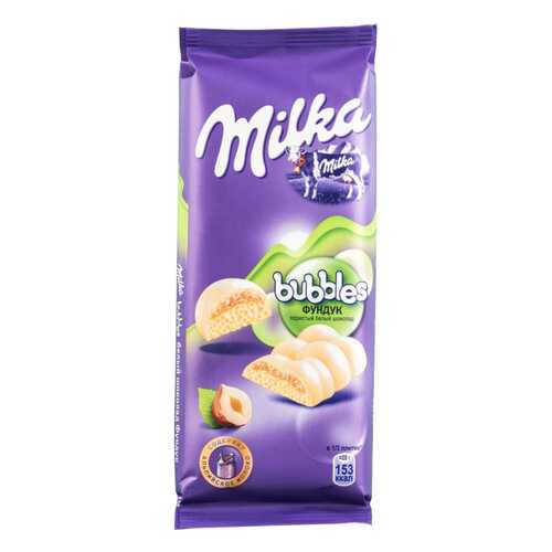 Шоколад белый пористый Milka bubbles с фундуком 83 г в Слата
