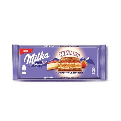 Шоколад Milka Strawberry Cheescake Молочный с клубникой печеньем со вкусом чизкейка 300г в Слата