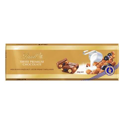 Шоколад молочный Lindt с изюмом и фундуком 300 г в Слата