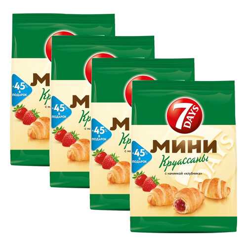 Круассаны мини 7DAYS c кремом клубника 300 г 4 упаковки в Слата