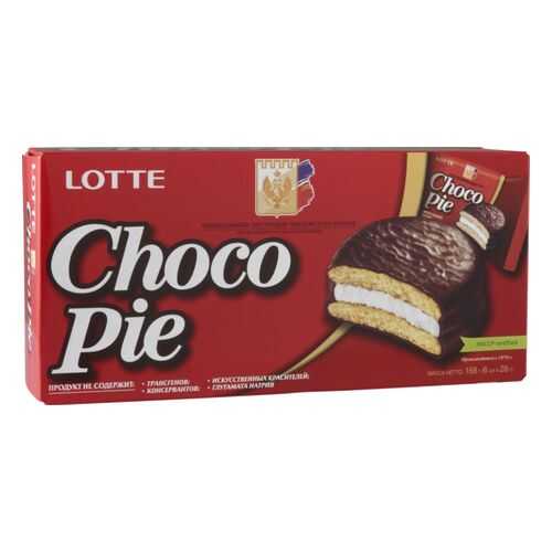 Пирожное choco pie Lotte в шоколаде 168 г в Слата