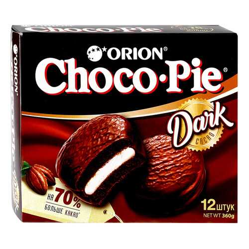 Пирожное Orion Choco Pie Dark в глазури 12 шт 30 г в Слата