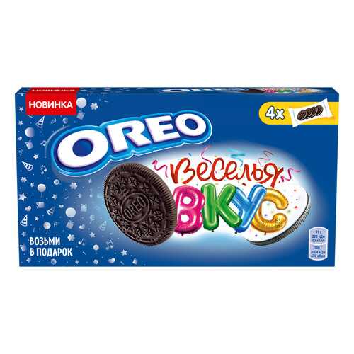 OREO печенье с какао и начинкой карамель/цв посыпка 176г в Слата